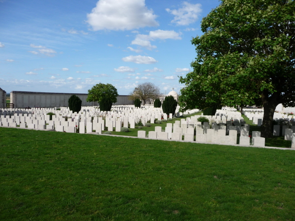 General view of the cemetery from the road.
